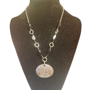 Lia Sophia Silver and Black Pendant Necklace